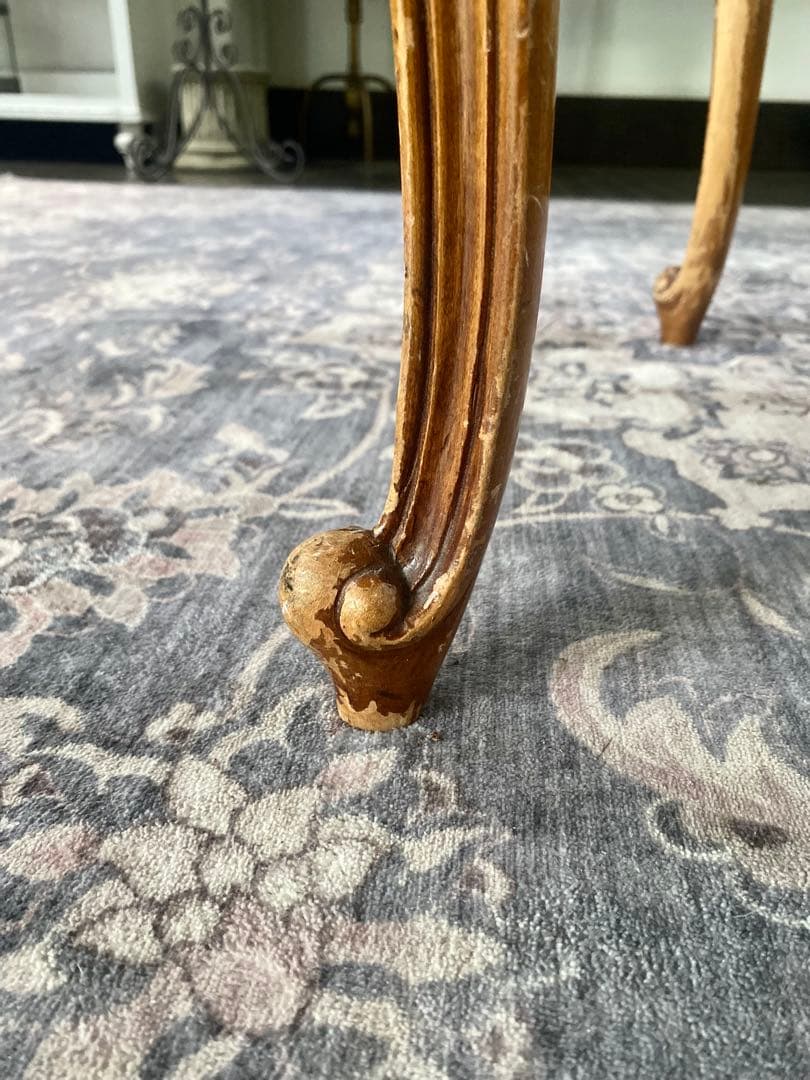 フレンチスタイル ベルベットスツール　オリーブグリーン