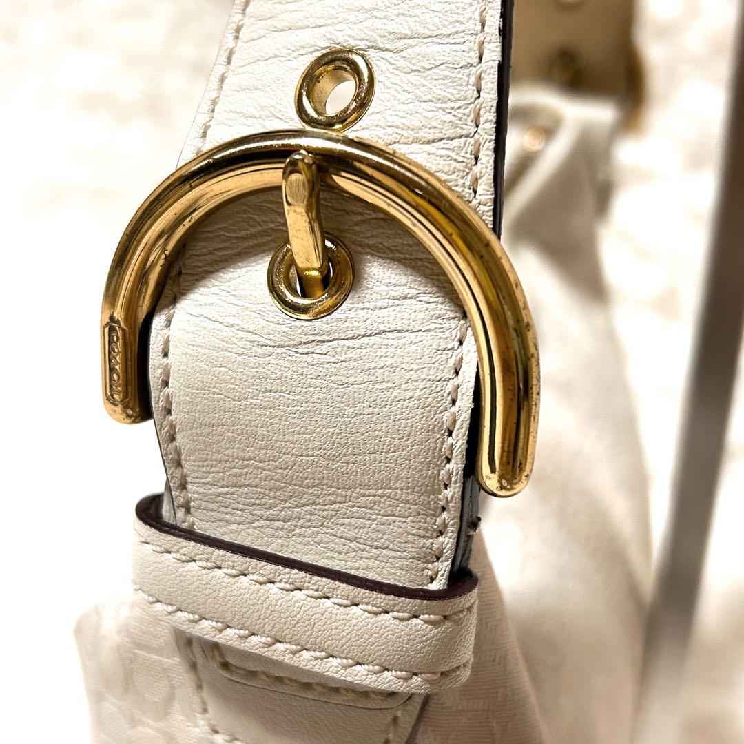 【極美品】COACH ホーボー 三日月 ゴールド金具 シグネチャー レザー