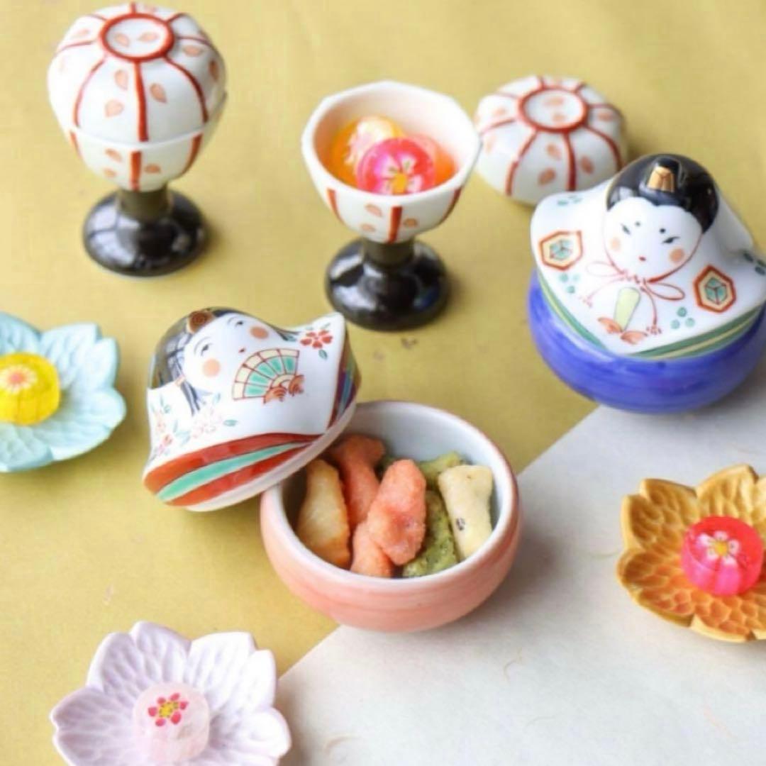 【特別価格】【新品】有田焼幸楽窯　雛人形&ぼんぼり珍味入4点セット