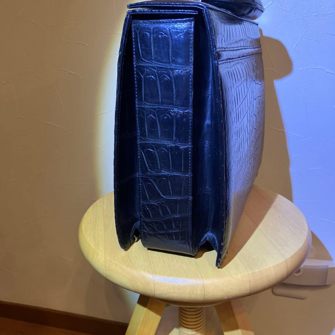 クロコダイルレザー ビジネスバッグ 黒