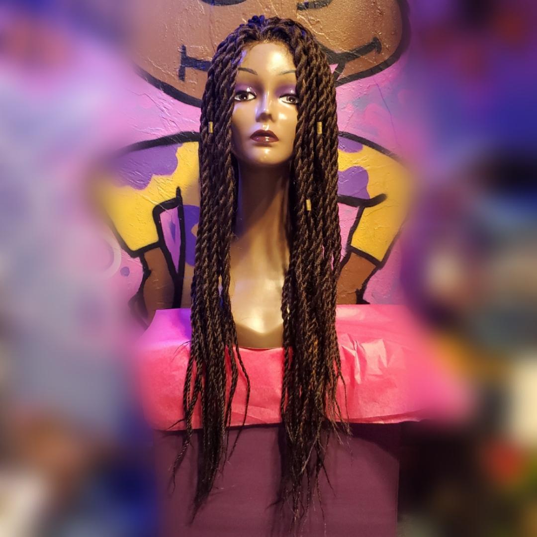 エボニーウィッグ ロング タイトロープウィッグ レースフロント 黒 ブラック