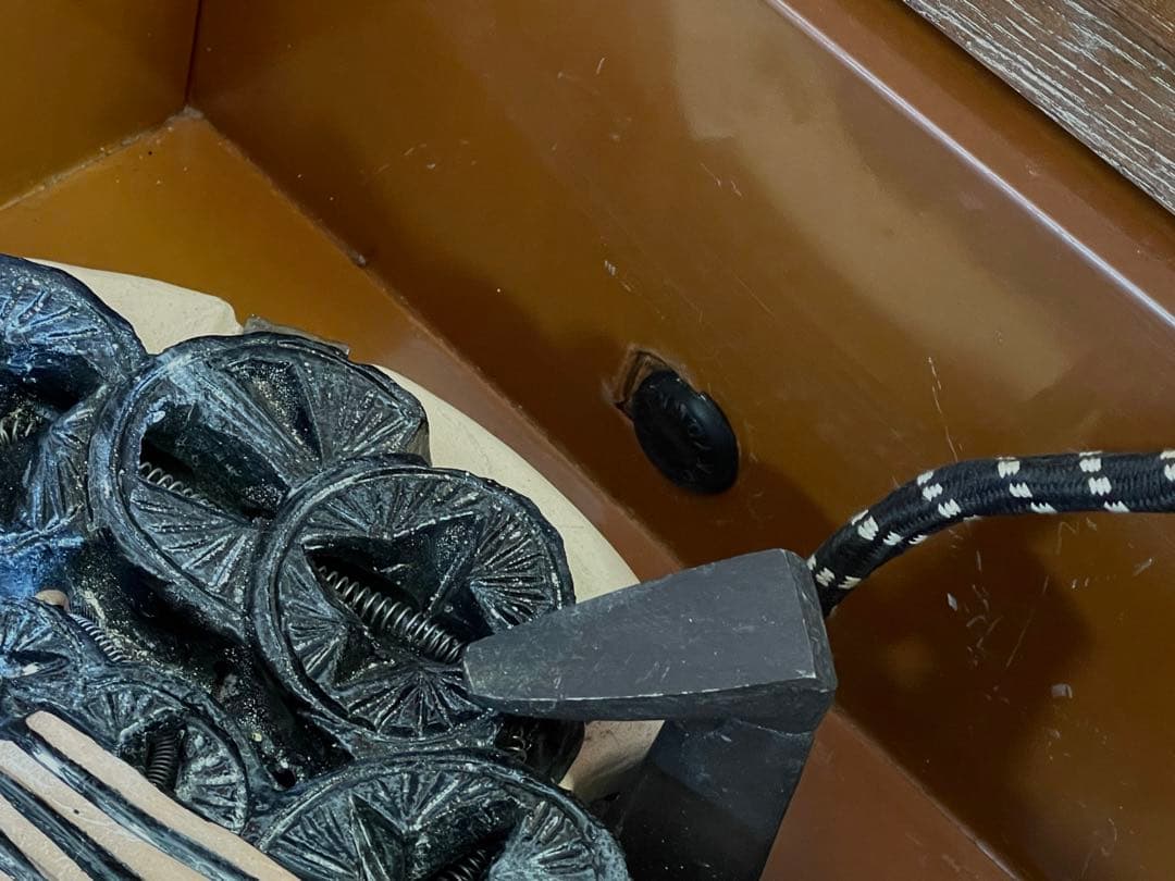 【美品】「母」 置炉 テーブル付 電熱 紙箱 茶道具 和室 レトロ(213F④)