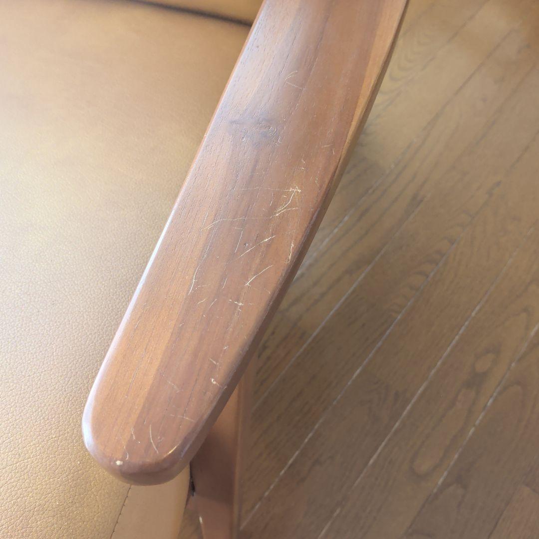 ブラウンレザー調 1人掛けソファ