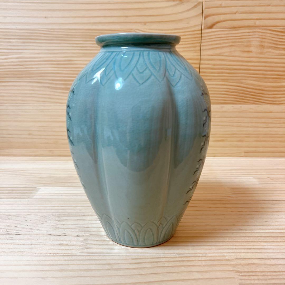 杉慶煥作　花瓶　深源陶窯　高麗青磁　青磁器　新品未使用