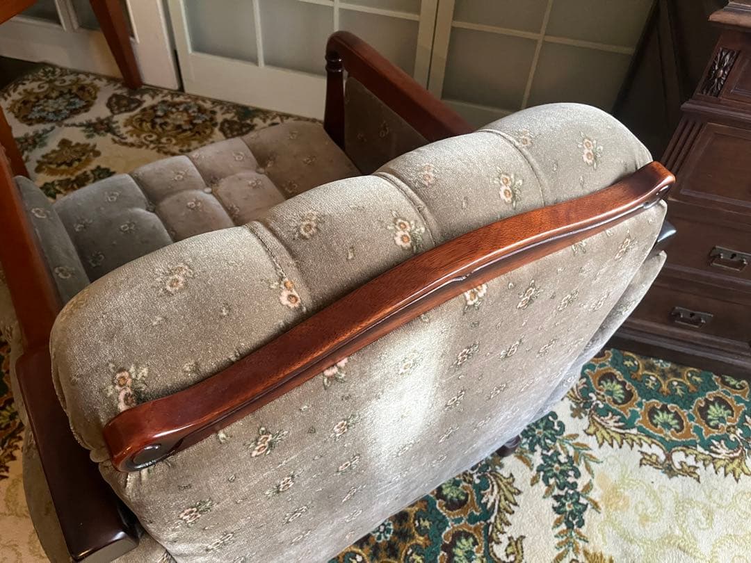 新象 シングルソファ 1P アンティーク 花柄 インテリア
