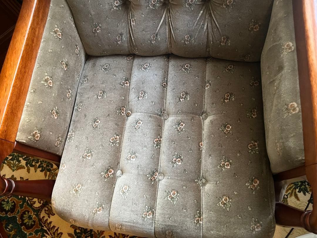 新象 シングルソファ 1P アンティーク 花柄 インテリア