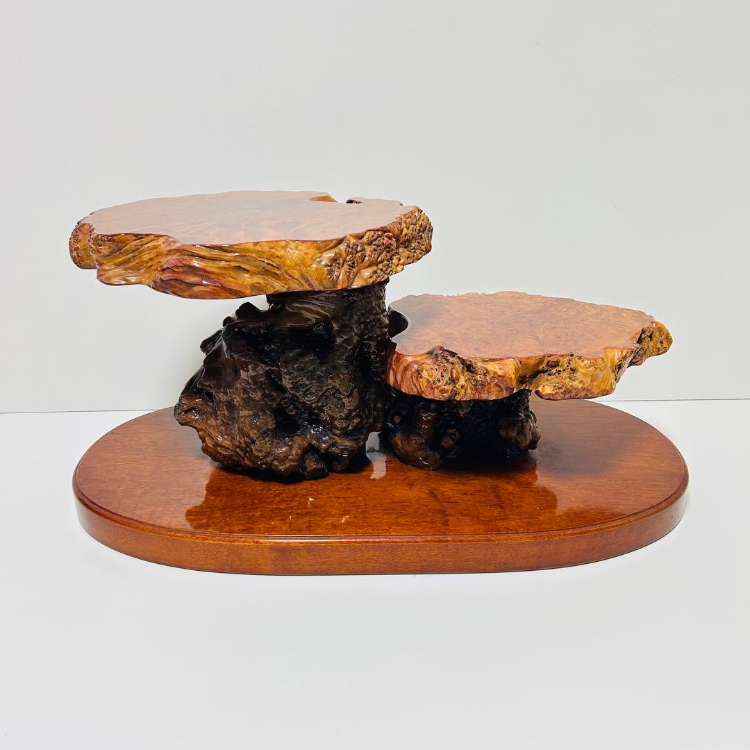 【超希少】本花梨瘤 玉杢 二段飾り台 花台 オブジェ 置物棚 飾棚 盆栽台