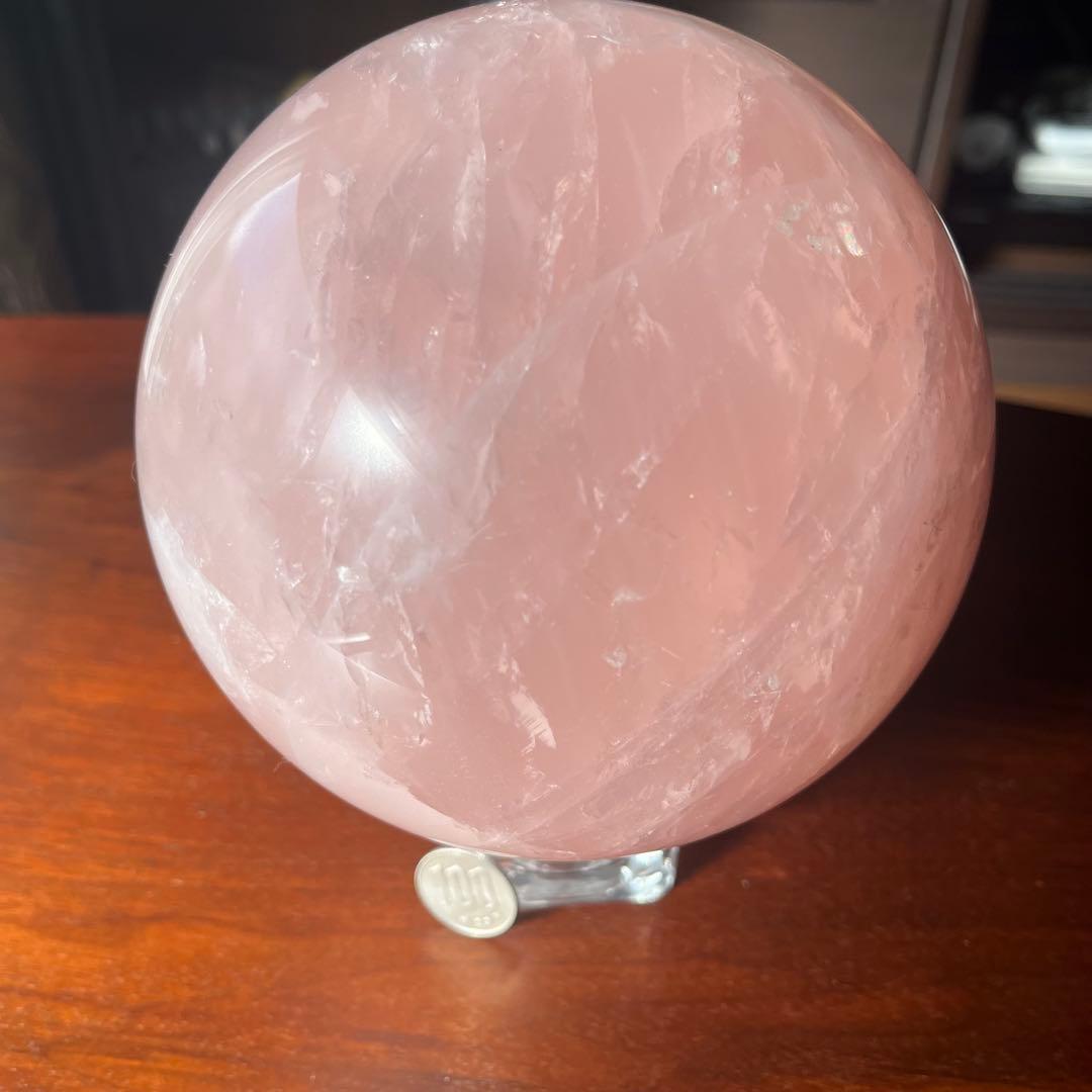 天然石　ローズクォーツ 大型丸玉　直径 約13.5cm 　重量約4.2kg