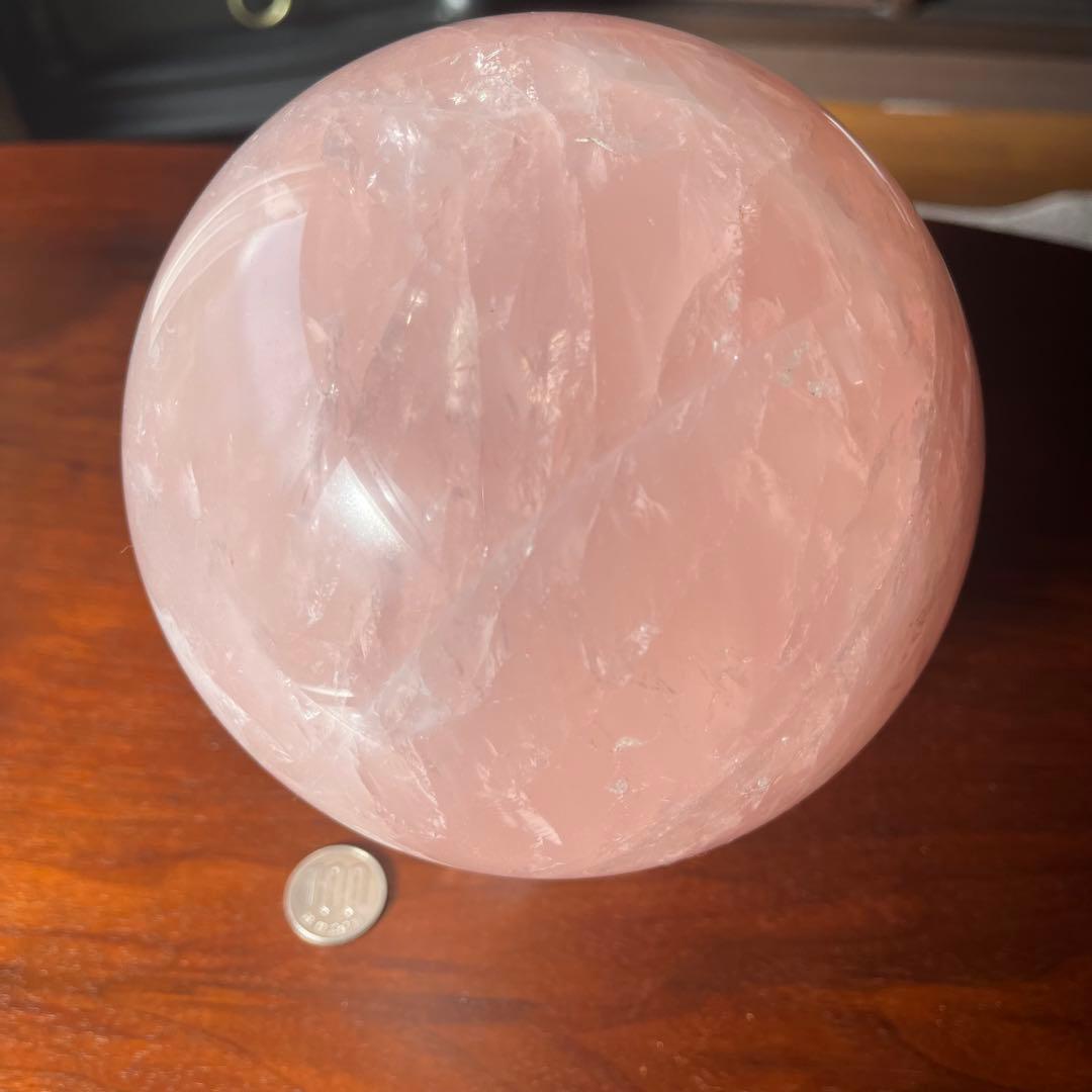 天然石　ローズクォーツ 大型丸玉　直径 約13.5cm 　重量約4.2kg