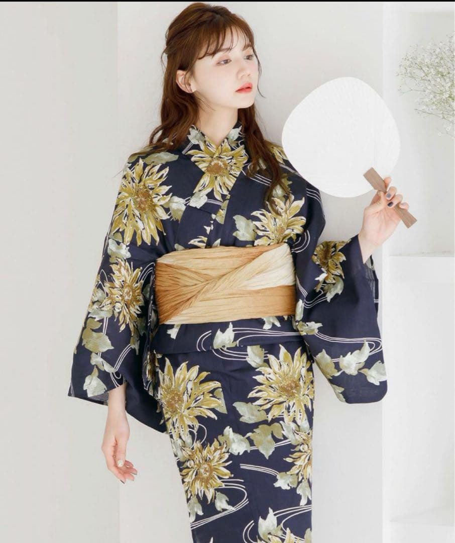 【新品】Dita ディータ★夏色の向日葵しらべ （藍）★ 浴衣5点セット