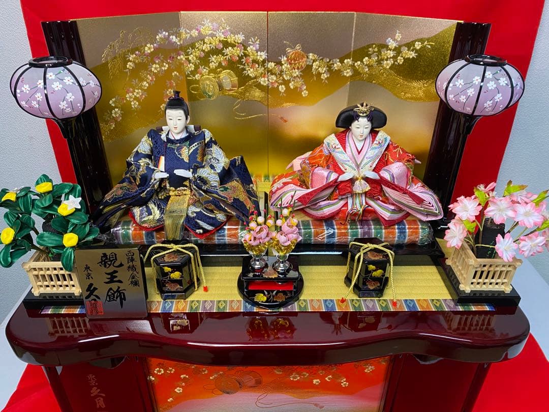 東京久月　雛人形　西陣織金蘭　オリジナル頭　収納親王飾り