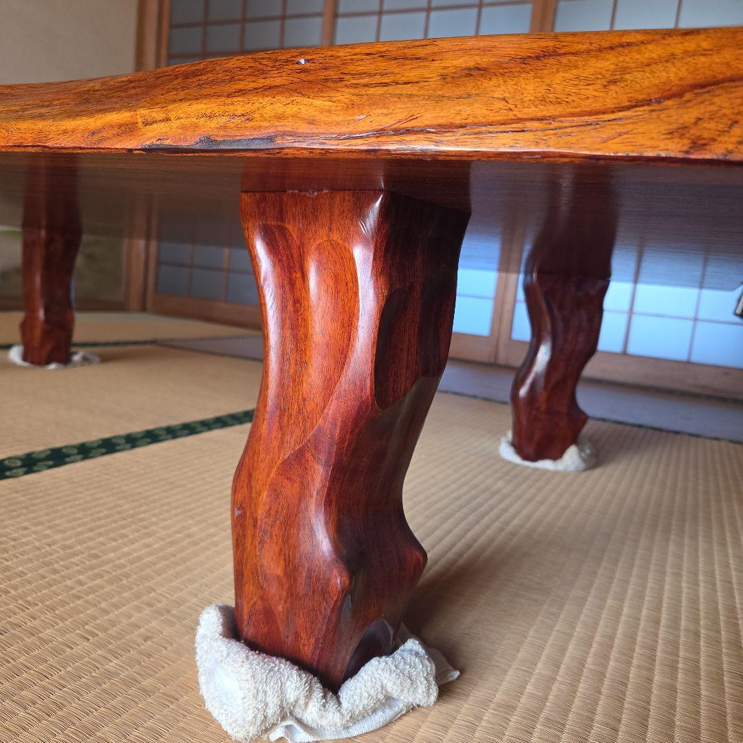 無垢材一枚板 茶色 自然形状 座卓　ローテーブル
