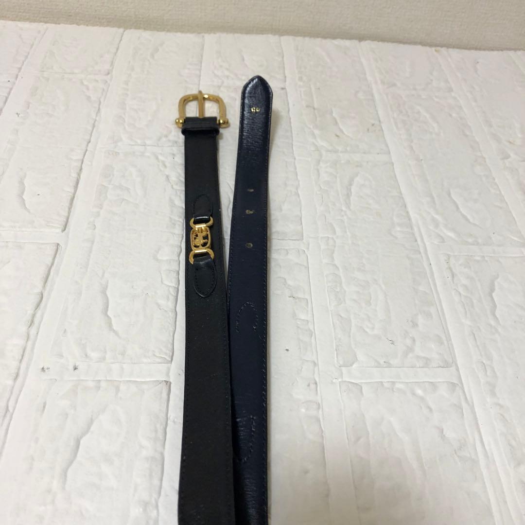 美品　CELINE セリーヌ ベルト 馬車金具 ゴールド　ブラック　レディース