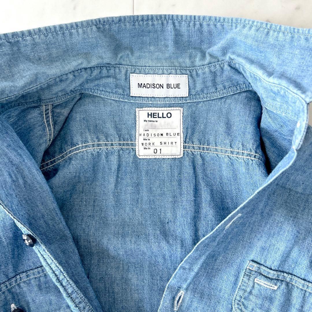 人気 マディソンブルー ハンプトン シャンブレー シャツ デニムシャツ 刺繍
