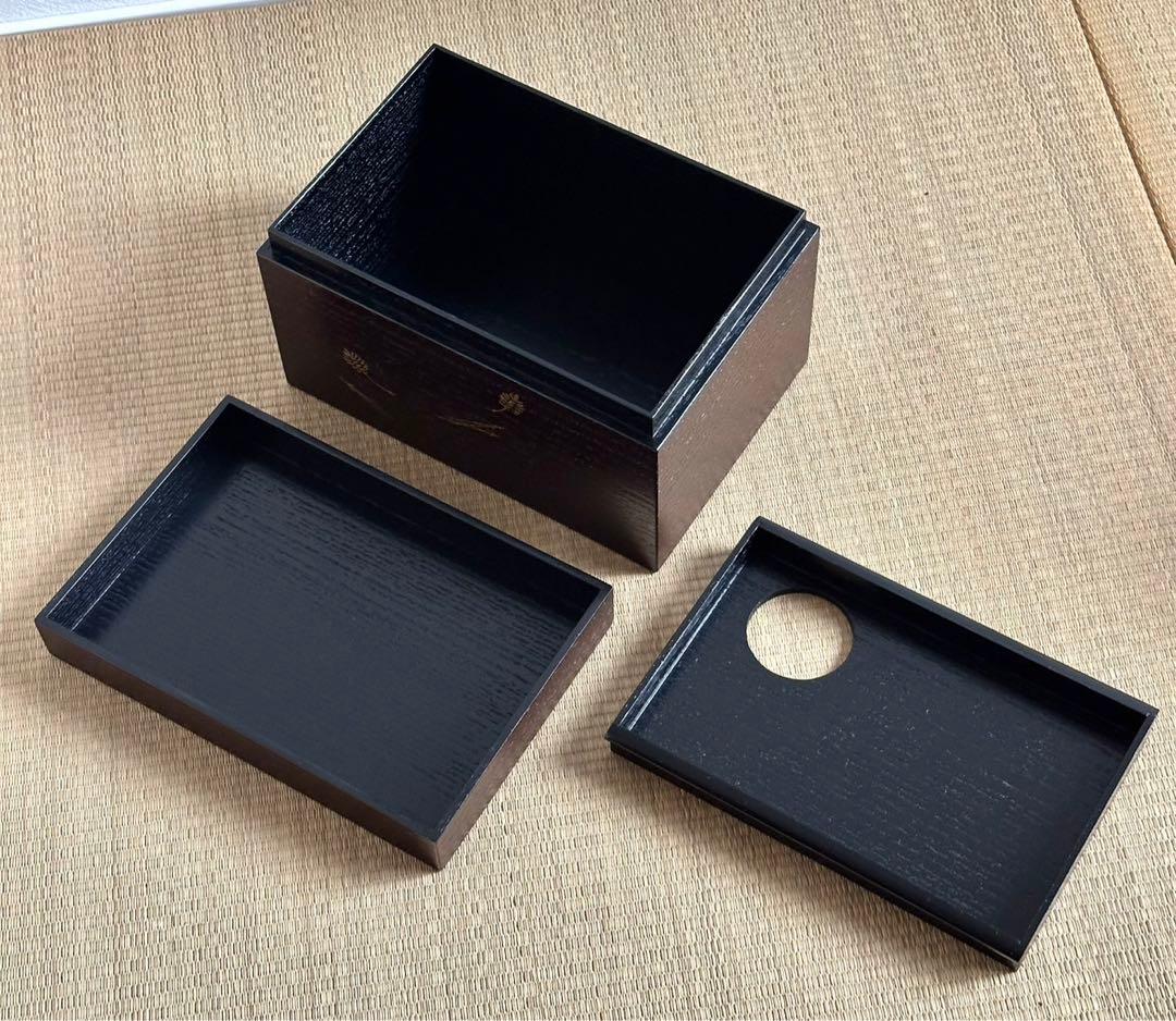 美品【桐溜 利休箱 仁清写3点セット付】佐々木麗峰 田中香泉 利休形茶箱 茶道具