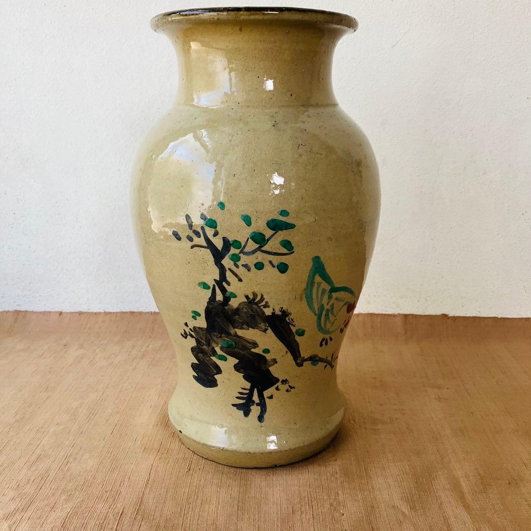 (希少) 壺屋焼　小橋川仁王　花瓶　鶏　沖縄　民藝　柳宗悦　やちむん