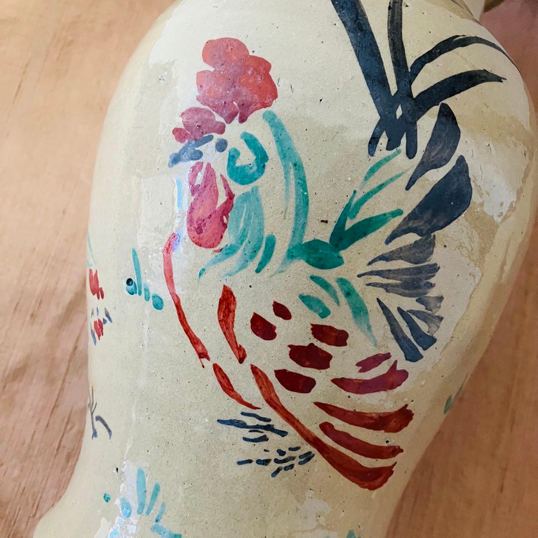 (希少) 壺屋焼　小橋川仁王　花瓶　鶏　沖縄　民藝　柳宗悦　やちむん