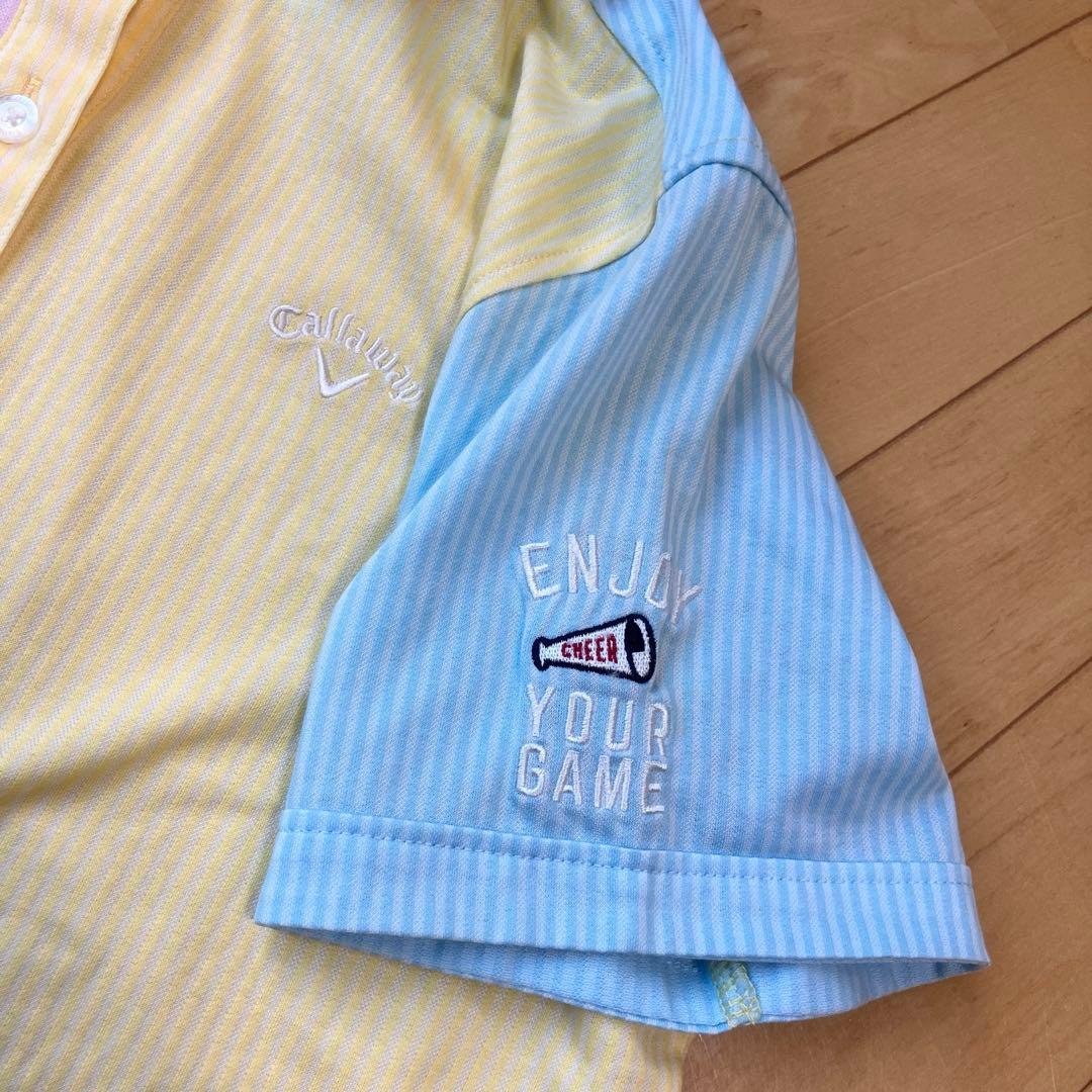 極美品キャロウェイゴルフポロシャツマルチカラーブランドロゴ刺繍リーフ柄葉柄セット