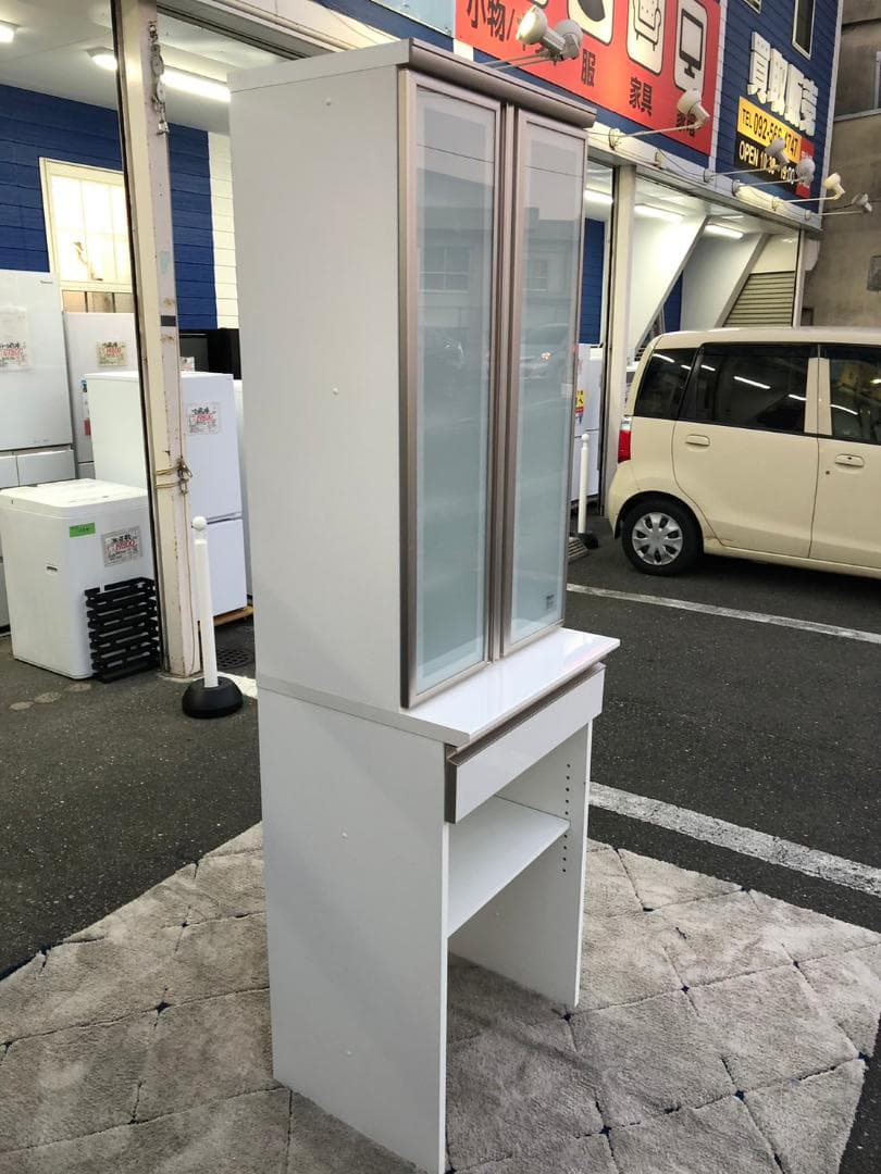 【福岡市限定】レンジボード 食器棚 キッチン収納 60,5×50×202,5㎝