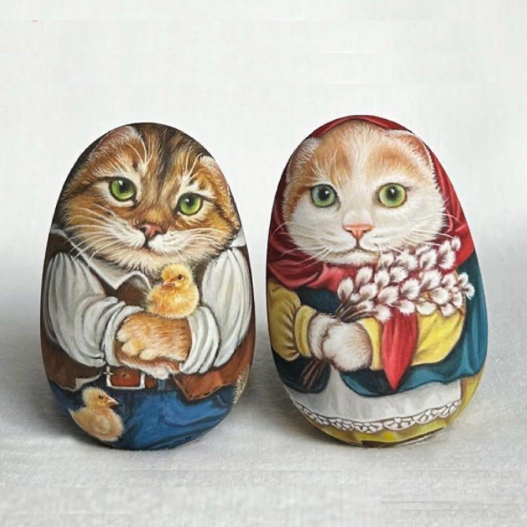 ロシア雑貨☆イースターエッグ Cat猫オーナメント 『ヒヨコ』マトリョーシカ