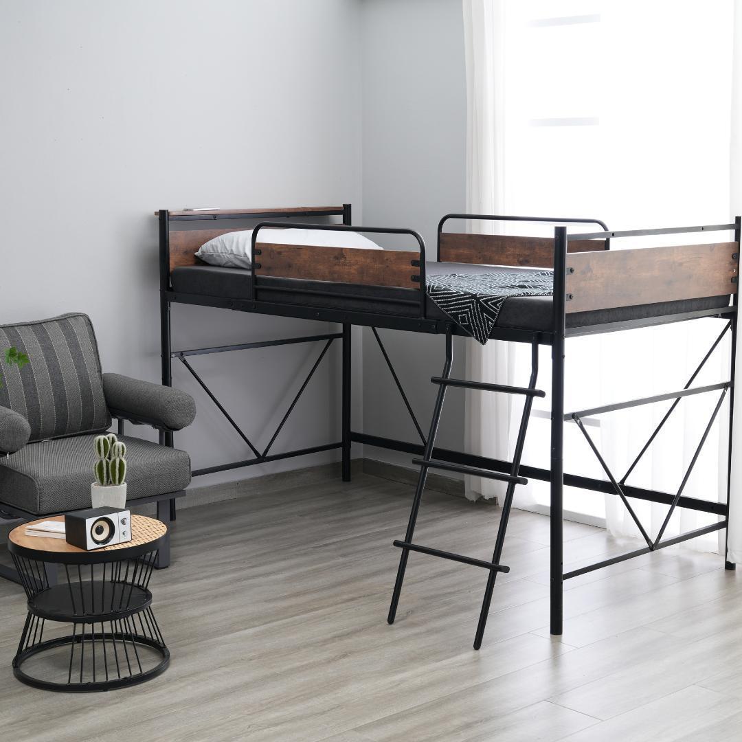 ロフトベッド パイプベッド シングル 耐荷重150kg高さ125cm ロータイプ