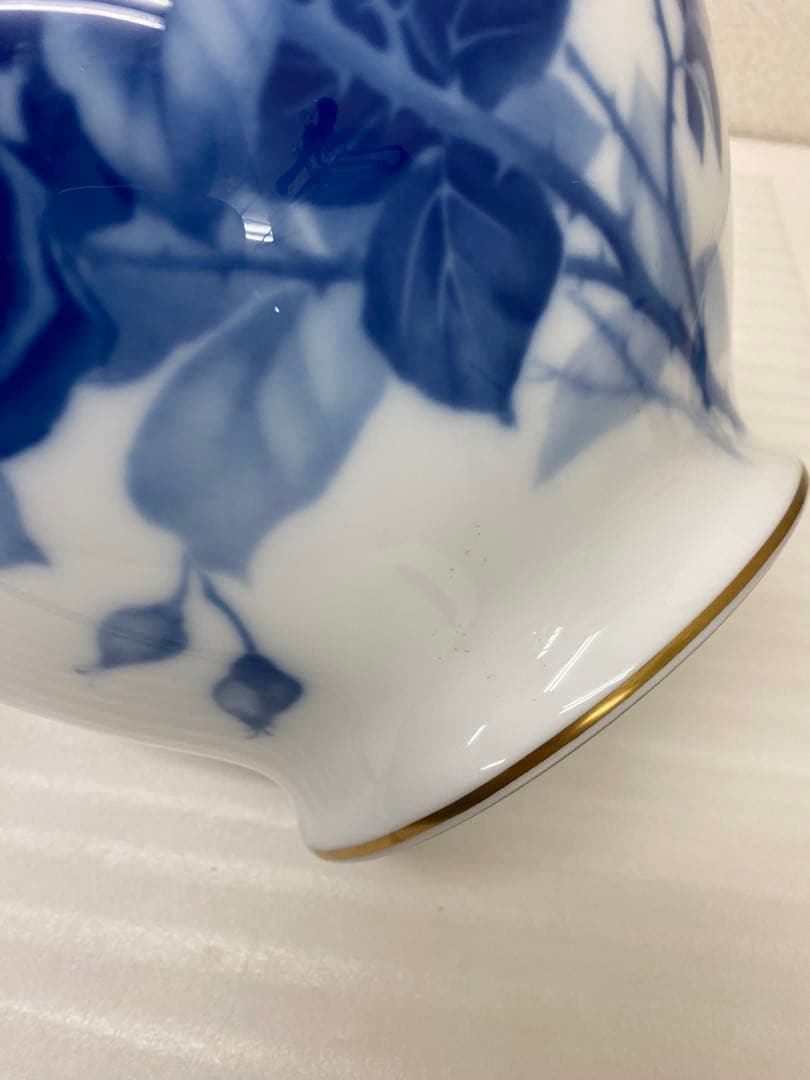 3-3288 大倉陶園　ブルーローズ花瓶