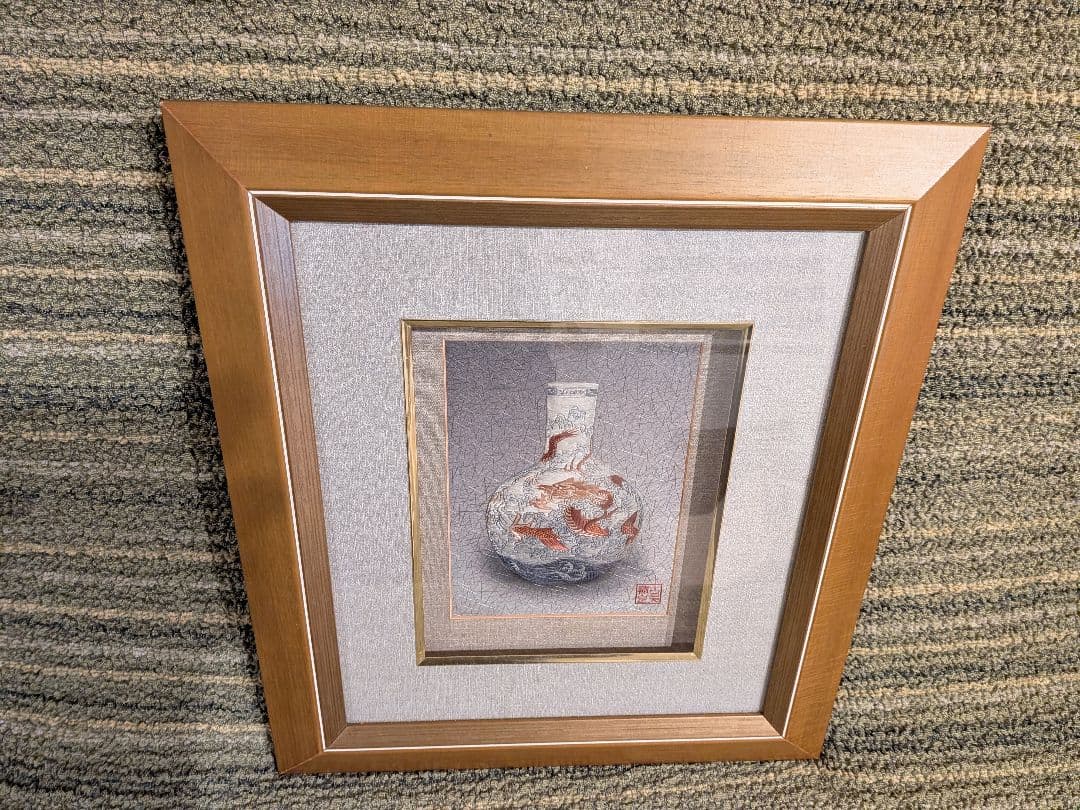 大幅値下げ、中国工芸品、高級刺繍絵壁掛け、中国刺繍龍の壺画額入りA3、希少品、