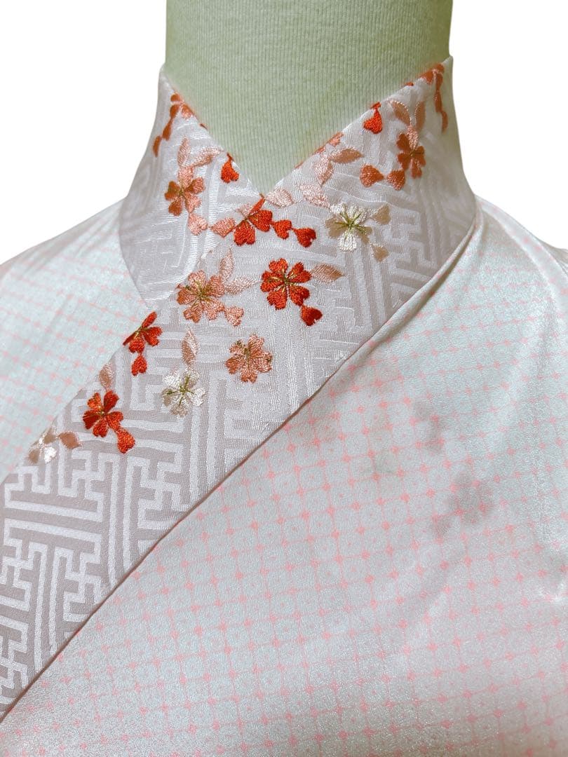 ピンク鹿の子柄♡七五三　7歳　女の子　フルセット　一式　パール付帯締め　ゴールド