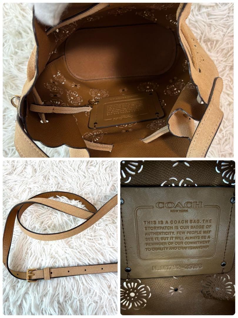 ✨希少/美品✨コーチ ショルダーバッグ ティーローズ パンチング スエード調