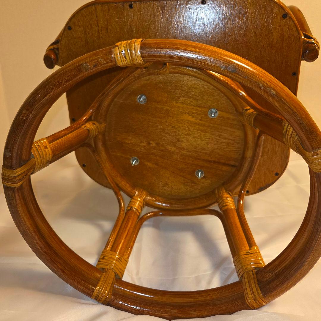 【専用ページ】籐 ラタン製 360度 回転座椅子 アームチェア レトロ