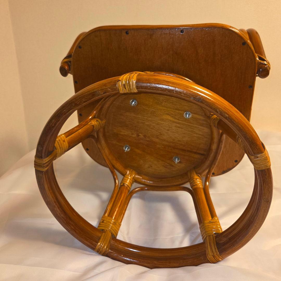 【専用ページ】籐 ラタン製 360度 回転座椅子 アームチェア レトロ