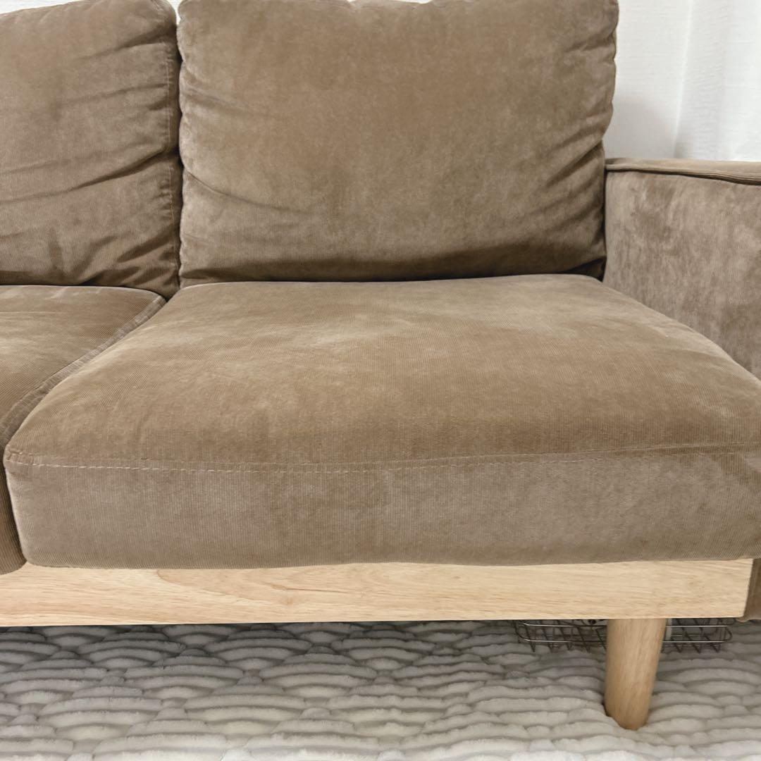 MOSS コーデュロイ　ブラウンファブリック2人掛けソファ　モス　ソファー