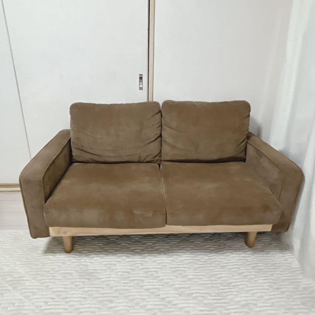 MOSS コーデュロイ　ブラウンファブリック2人掛けソファ　モス　ソファー