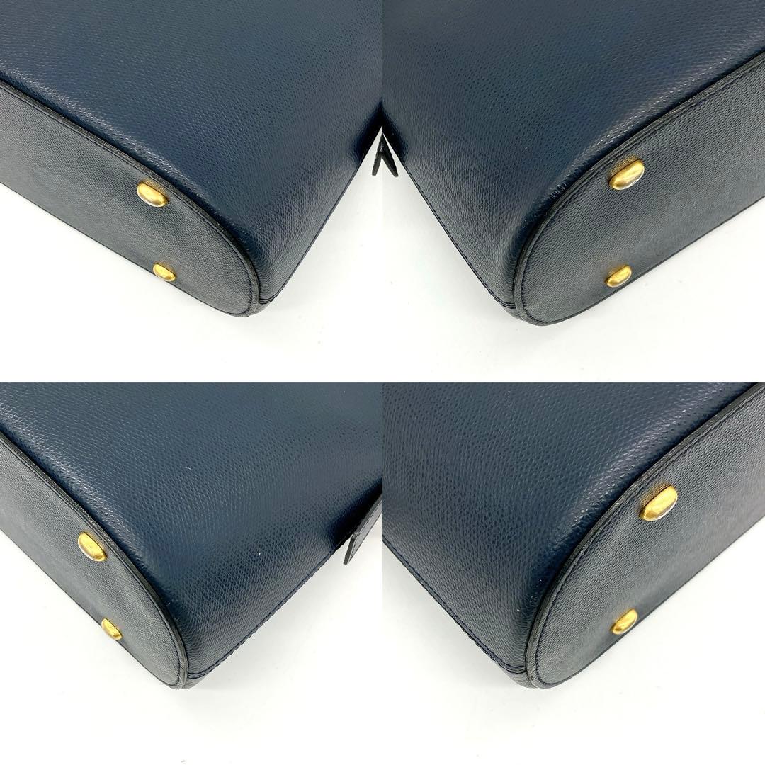 【CELINE】2wayバッグ　レザー　ネイビー　ゴールド金具　自立.