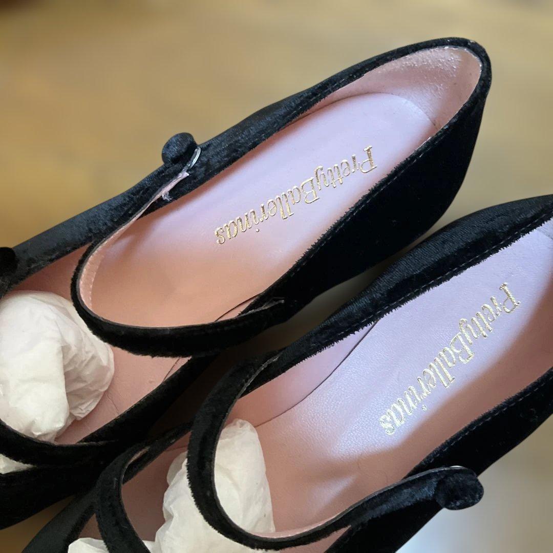 プリティバレリーナ　ブラックスエードフラットシューズ 37