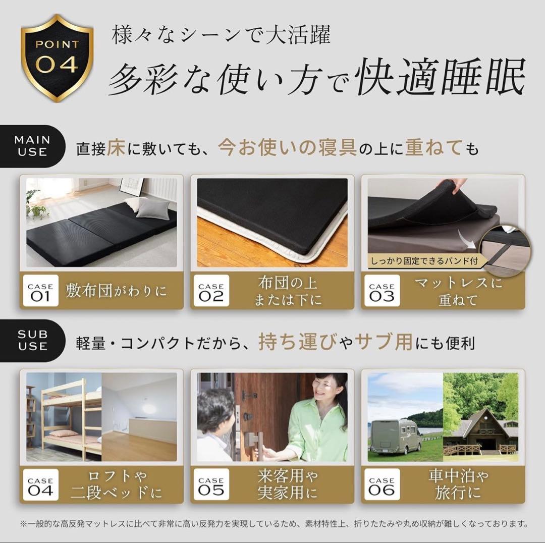 GOKUMIN マットレス 三つ折り シングル 10cm 硬め 70D 300N