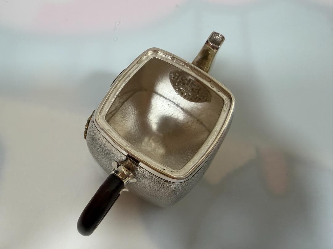 純銀製 蝶文様 急須 銀瓶 煎茶道具