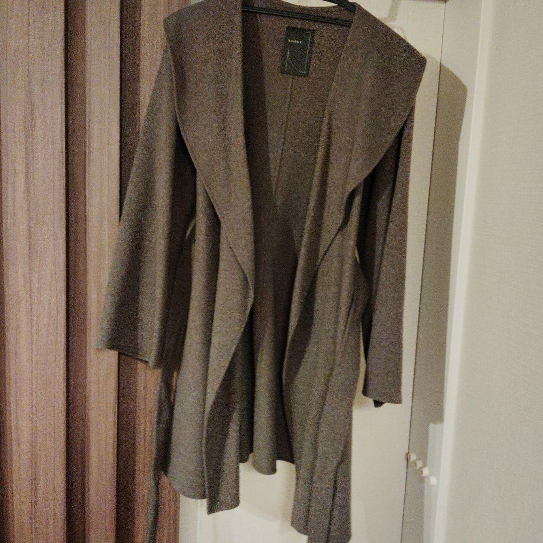 NOBLE ノーブル リバーオーバーカラーミディコート グレーA