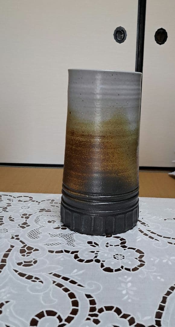 越前焼　国成窯 前田陶苑 前田義郎作　花瓶　花入　壺　未使用　古美術