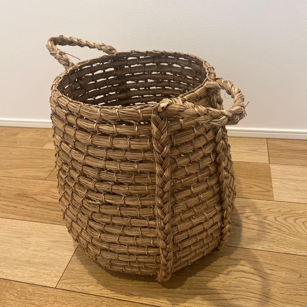 古道具　アンティーク　バスケット ハンドル付き　鉢カバー