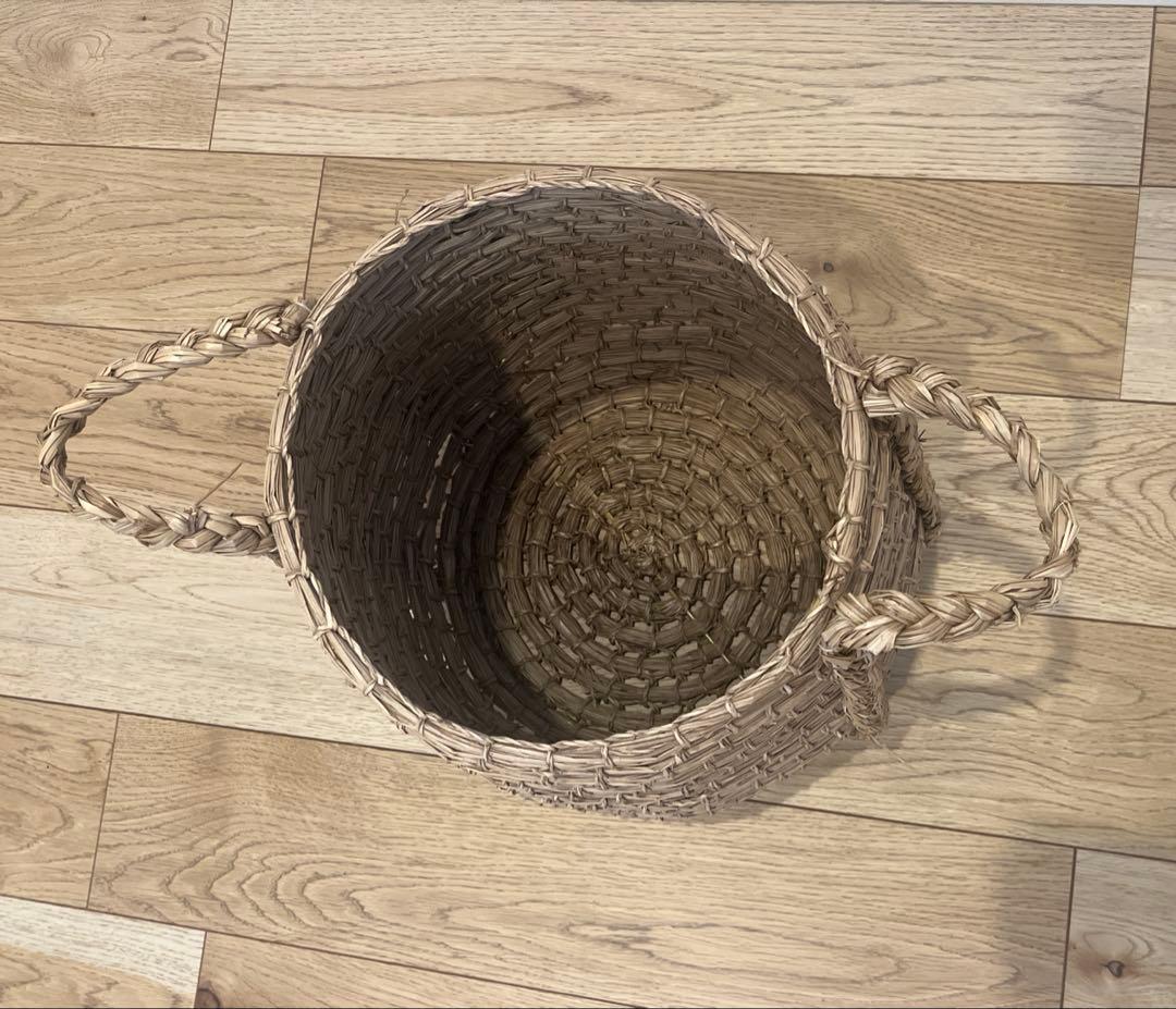 古道具　アンティーク　バスケット ハンドル付き　鉢カバー