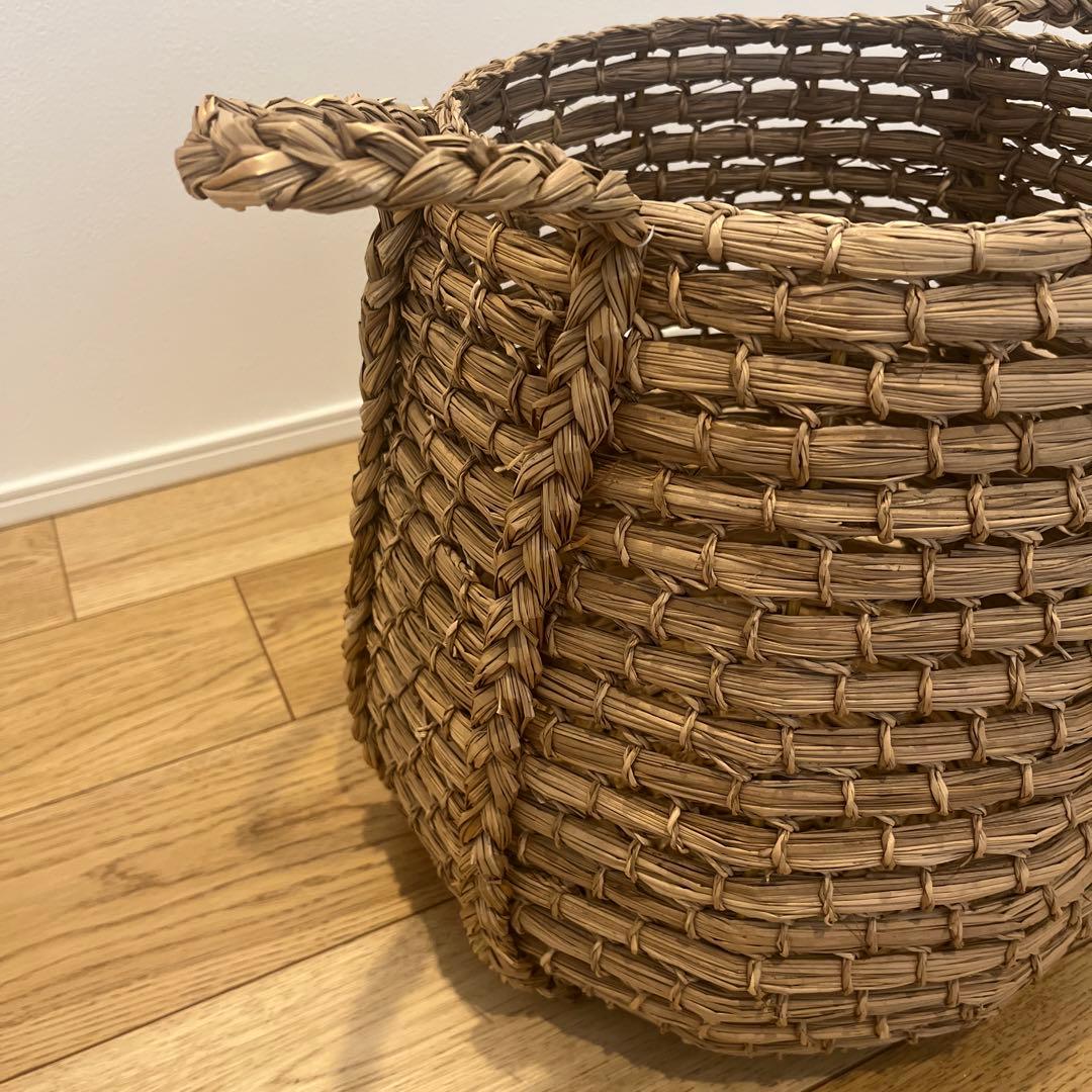 古道具　アンティーク　バスケット ハンドル付き　鉢カバー