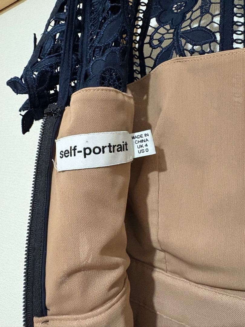 self-portrait 新品　ネイビー レース ワンピース UK4 US0