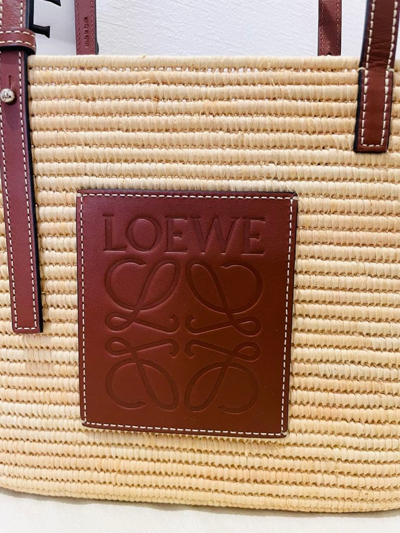 【美品】LOEWE かごバッグ スクエアバスケットバッグ