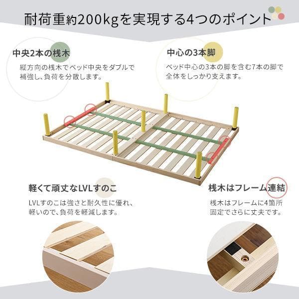 北欧パイン材すのこベッド ダブル ナチュラル [7284]