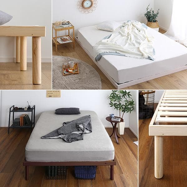 北欧パイン材すのこベッド ダブル ナチュラル [7284]