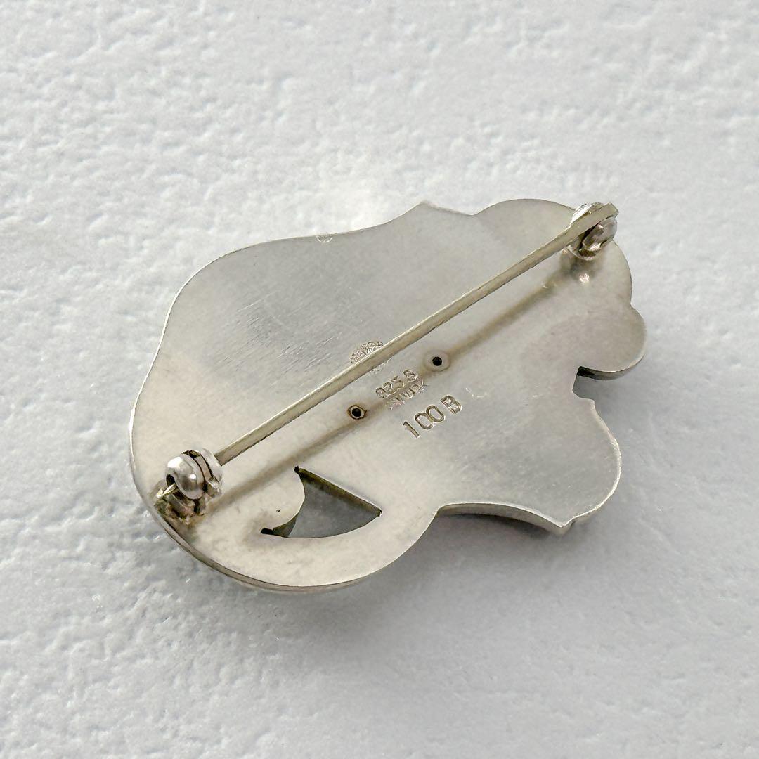  　100B　ブローチ　グリーンアゲート　シルバー　925