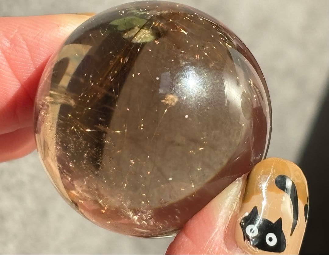 《水跡空洞×白い内包物入り＊ゴールドルチル＆スモーキースフィア》