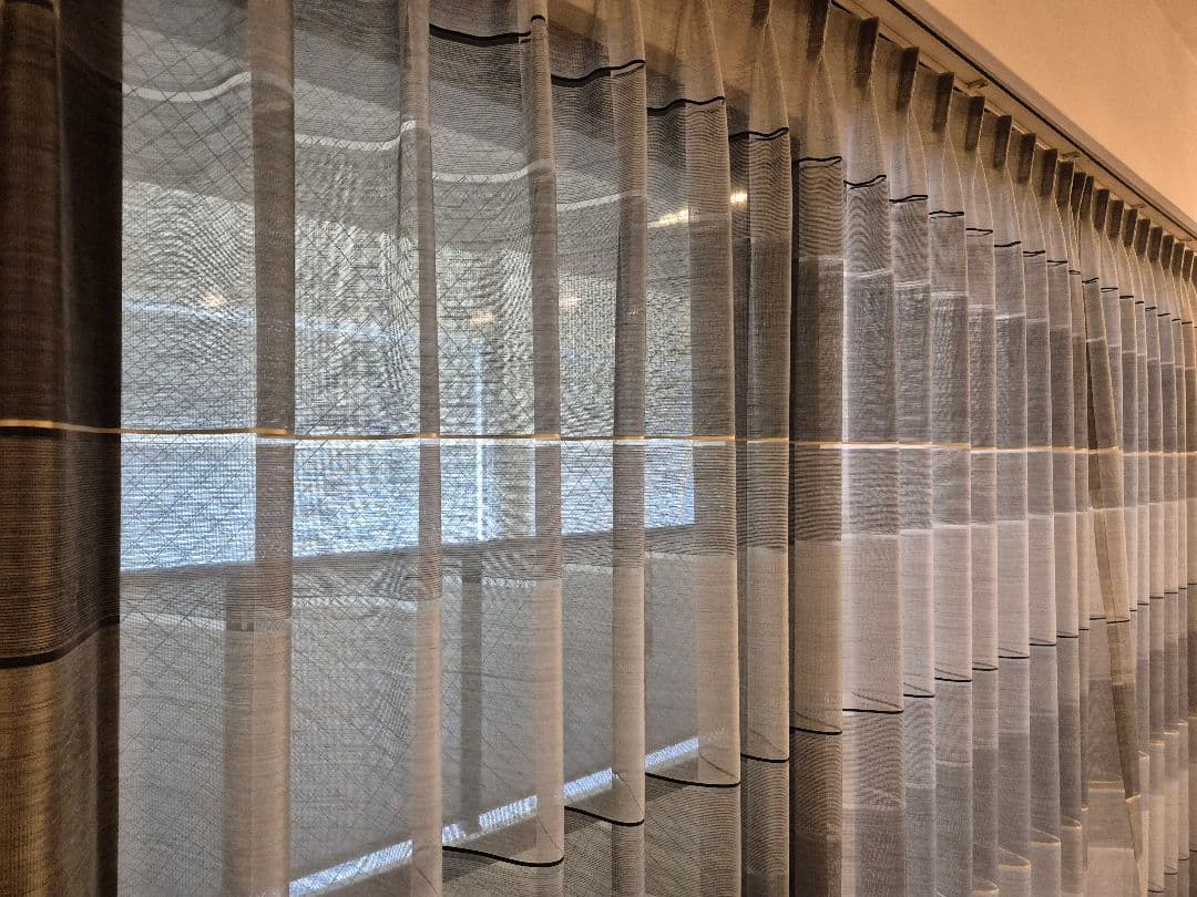 ストライプ レースカーテン 2枚組 展示品(I-2507KA3)