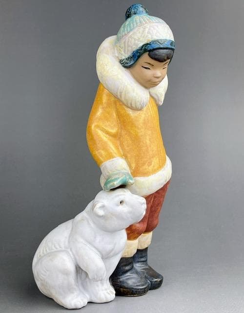 【美品】 リヤドロ 子熊とエスキモー グレス フィギュリン リアドロ オブジェ
